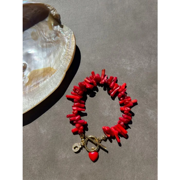 Mercan Kalp ve Harf Bileklik