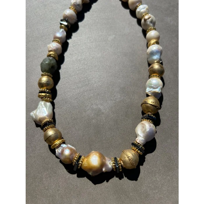 Barok İnci Labradorit Kolye