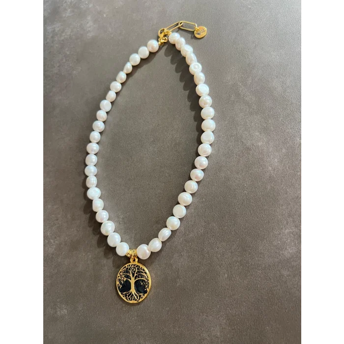 İnci Hayat ağacı Uçlu Kolye