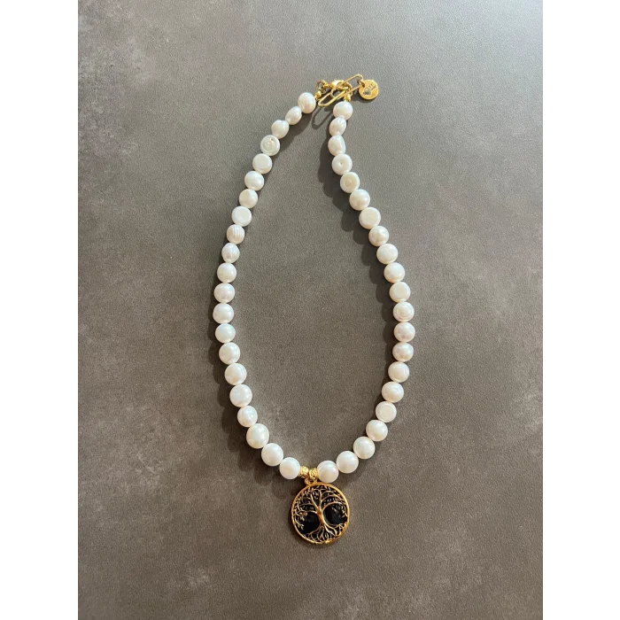 İnci Hayat ağacı Uçlu Kolye