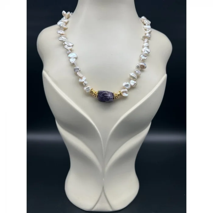 Ametist İnci Kolye