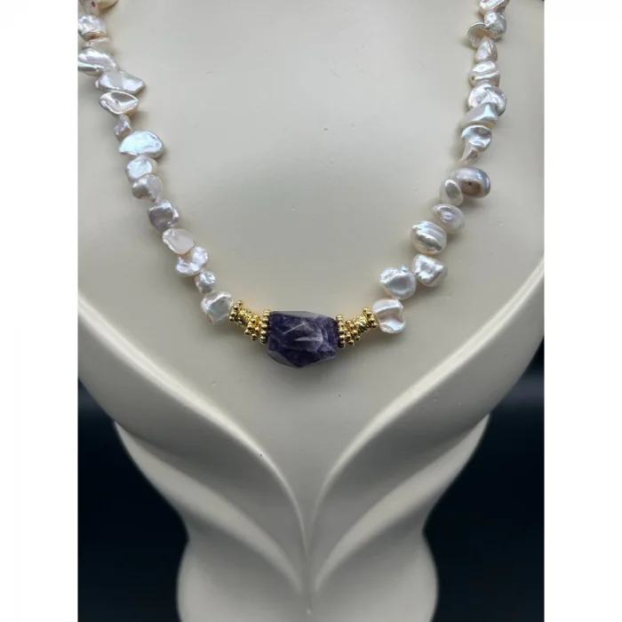 Ametist İnci Kolye