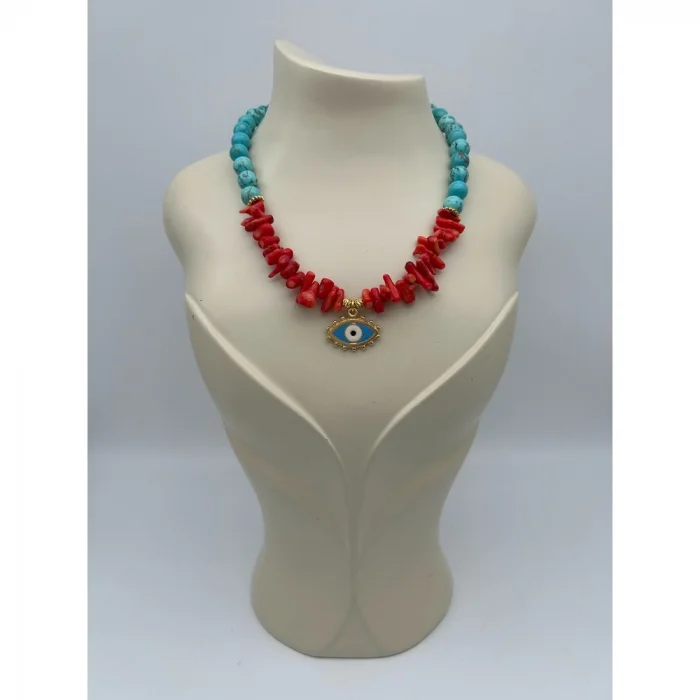 Göz Turkuaz Mercan Kolye