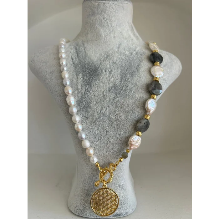 İnci Labradorit Kolye ve Bileklik Set