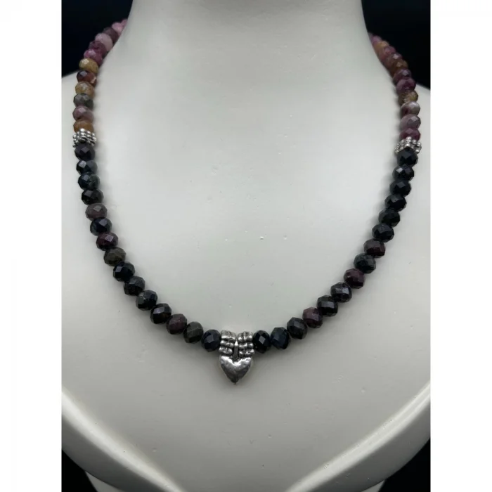 Rondel Gümüş Kaplama Kalp Uçlu Kolye