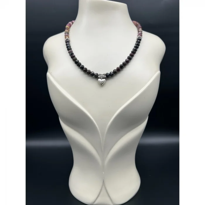 Rondel Gümüş Kaplama Kalp Uçlu Kolye