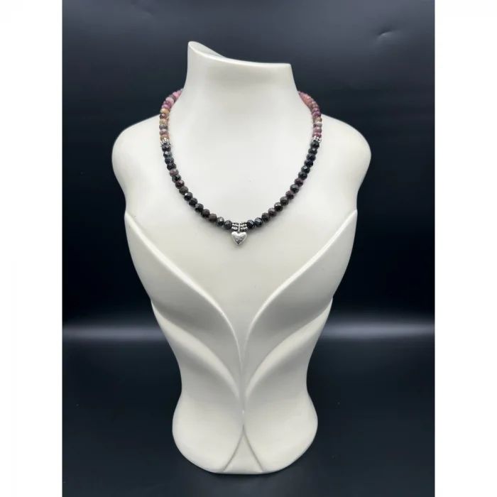 Rondel Gümüş Kaplama Kalp Uçlu Kolye