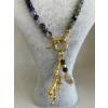 Ametist Labradorit Gold Kolye
