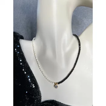 Obsidyen İnci Kolye