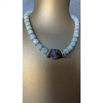 Aquamarine Ametist Kolye