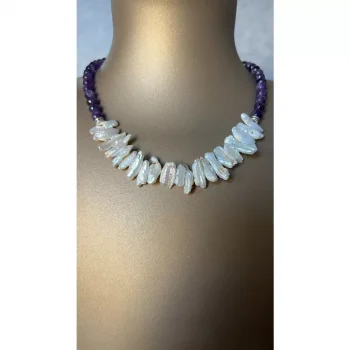 Sakız İnci Ametist Kolye