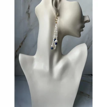 Lapis Lazuli Arpa İnci Küpe