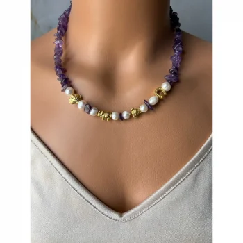 Ametist İnci Şans Aparatlı Kolye