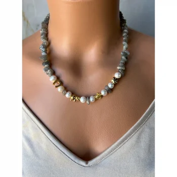 Labradorit İnci Şans Aparatlı Kolye