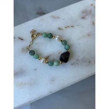 Amazonit Ametist İnci Bileklik