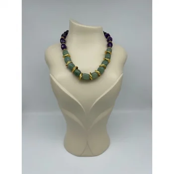 Ametist Amazonit Kolye