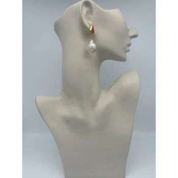 Barok İnci Mercan Altın Kaplama Küpe