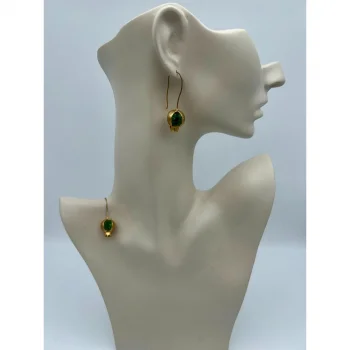 Kristal Kesim Doğal Taşlı Nar Tasarım Küpe