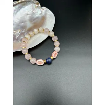 Pembe Kuvars Lapis Lazuli Kolye