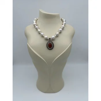 Barok İnci Zirkon İşlemeli Uç Kolye