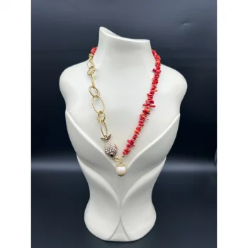 Mercan Zincir Balık Aksesuarlı Kolye