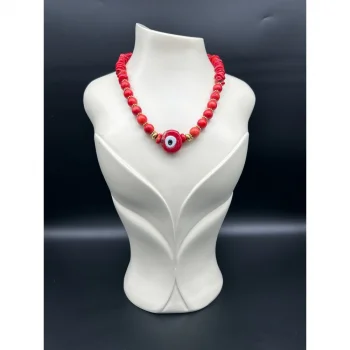 Mercan Nazar Boncuklu Kolye