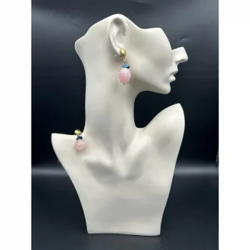 Pembe Kuvars Druze Kristali Küpe