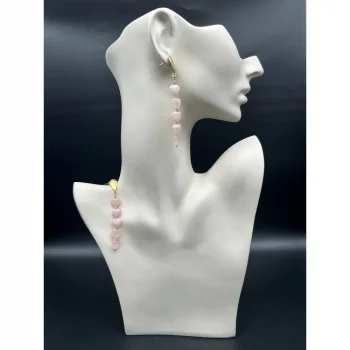 Pembe Kuvars Kalp Model Küpe