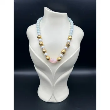 Aquamarin İnci Kuvars Kolye