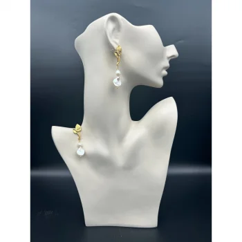 Barok İnci Yaprak Küpe