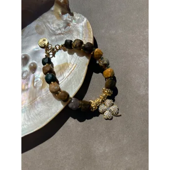 Ağaç Akik Yonca Uçlu Bileklik