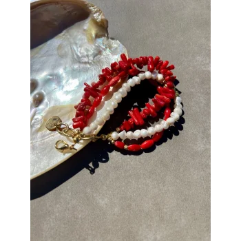 İnci Mercan Çoklu Bileklik