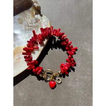 Mercan Kalp ve Harf Bileklik