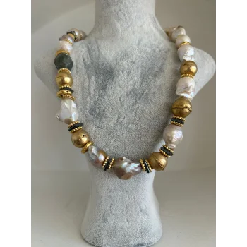 Barok İnci Labradorit Kolye