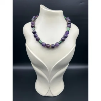 Ametist Aventurin Gold Kolye