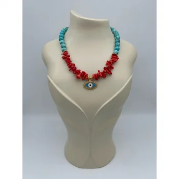 Göz Turkuaz Mercan Kolye