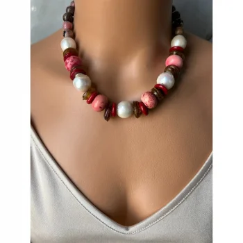 Havlit Barok İnci Rodonit Kolye