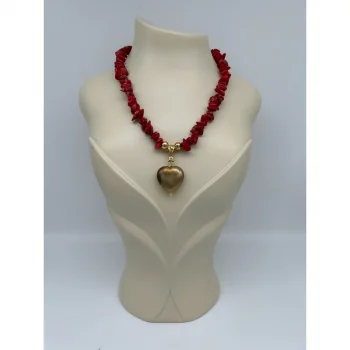 Kırık Mercan ESkitme Kalp Uçlu Kolye