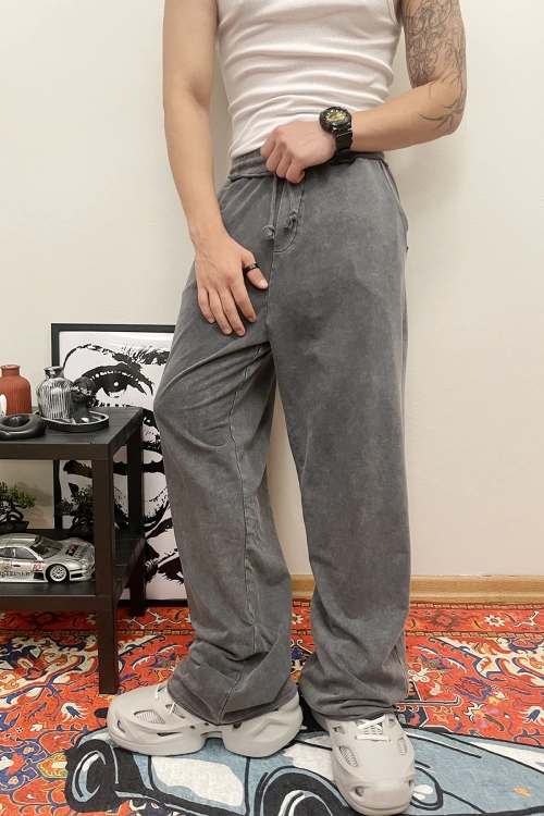 Basic Belden Bağlamalı Oversize Pantolon - Siyah