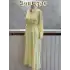 JENNE Sarı Renk Çiçek Aplikeli Volanlı Elbise