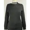 ITALIAN Siyah Renk Yakası Taşlı Triko Bluz