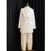 GHISA Beyaz Renk Kruvaze Ceket Pantolon Takım