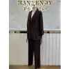 MY312 Kahve Renk Taşlı Keten Takım