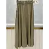SENTEZ Haki Renk Fermuarlı Kırıştırma Etek