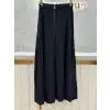 SENTEZ Siyah Renk Fermuarlı Kırıştırma Etek