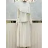 NUSS Krem Renk Modal Kumaş Etekli Takım