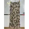 SENTEZ Bej Çiçek Desenli Şifon Kırıştırma Etek