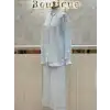 GHİSA Buz Mavi Renk Keten Takım