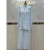 GHİSA Buz Mavi Renk Keten Takım