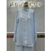 GHİSA Buz Mavi Renk Keten Takım